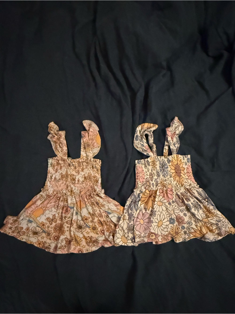 Posh Peanut  bundle of 2 Floral Smocked Top — Pink, Yellow, Blue 2T
